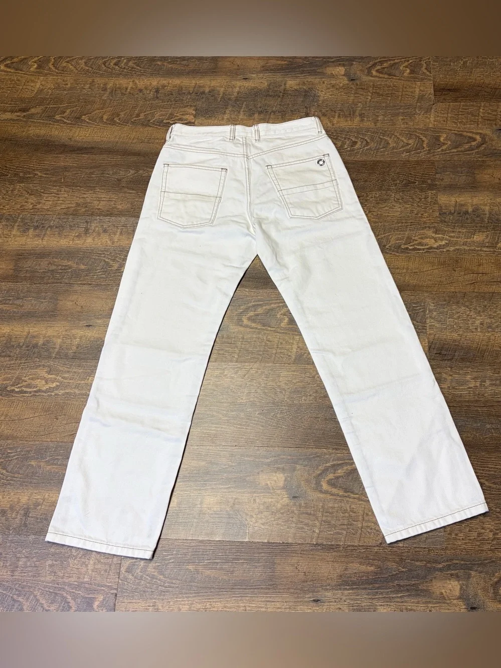 NEW Karl Lagerfeld Contrast Stitch Carpenter Natural Denim Pant Men 30X30 Cotton